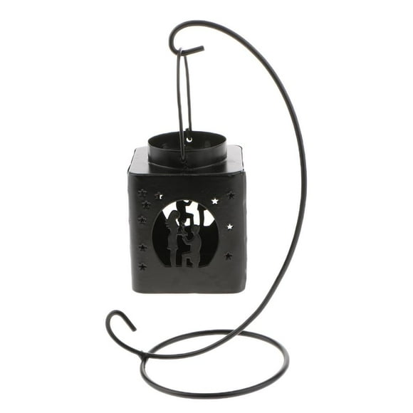 Linterna de candelabro de boda romántica con candelero ahuecado negro