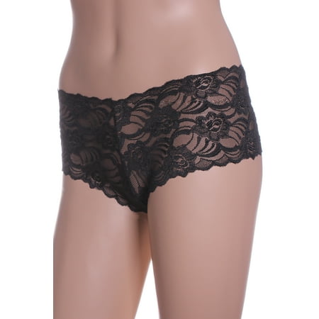 T-shirt Underwear Pattern - Emmalise Women's Sexy Lace Boy Shorts Floral Pattern Style Panty Underwear - Black, Small