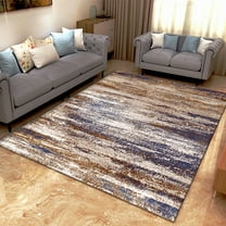 SAYFUT Abstract Faded Area Rug Or Runner, Boho Vintage Diamond Blue/ Brown/ Gray Area Rug, Bohemian, Easy Cleaning, For Bedroom, Kitchen, Living Room, Non Shedding