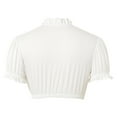 thumbnail image 4 of Hvot&aat Women's Elegant Ruffles Puff Short Sleeves Blouses Traditional Solid Color Tops Sexy Crop Navel Blouses, 4 of 4