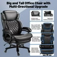 thumbnail image 5 of Qusaphy 800lb Heavy Duty Executive Chair, Leather Office Chair with Adjustable Lumbar Support & Headrest, Double-Layer Cushion Ergonomic Desk Chair, 5 of 8