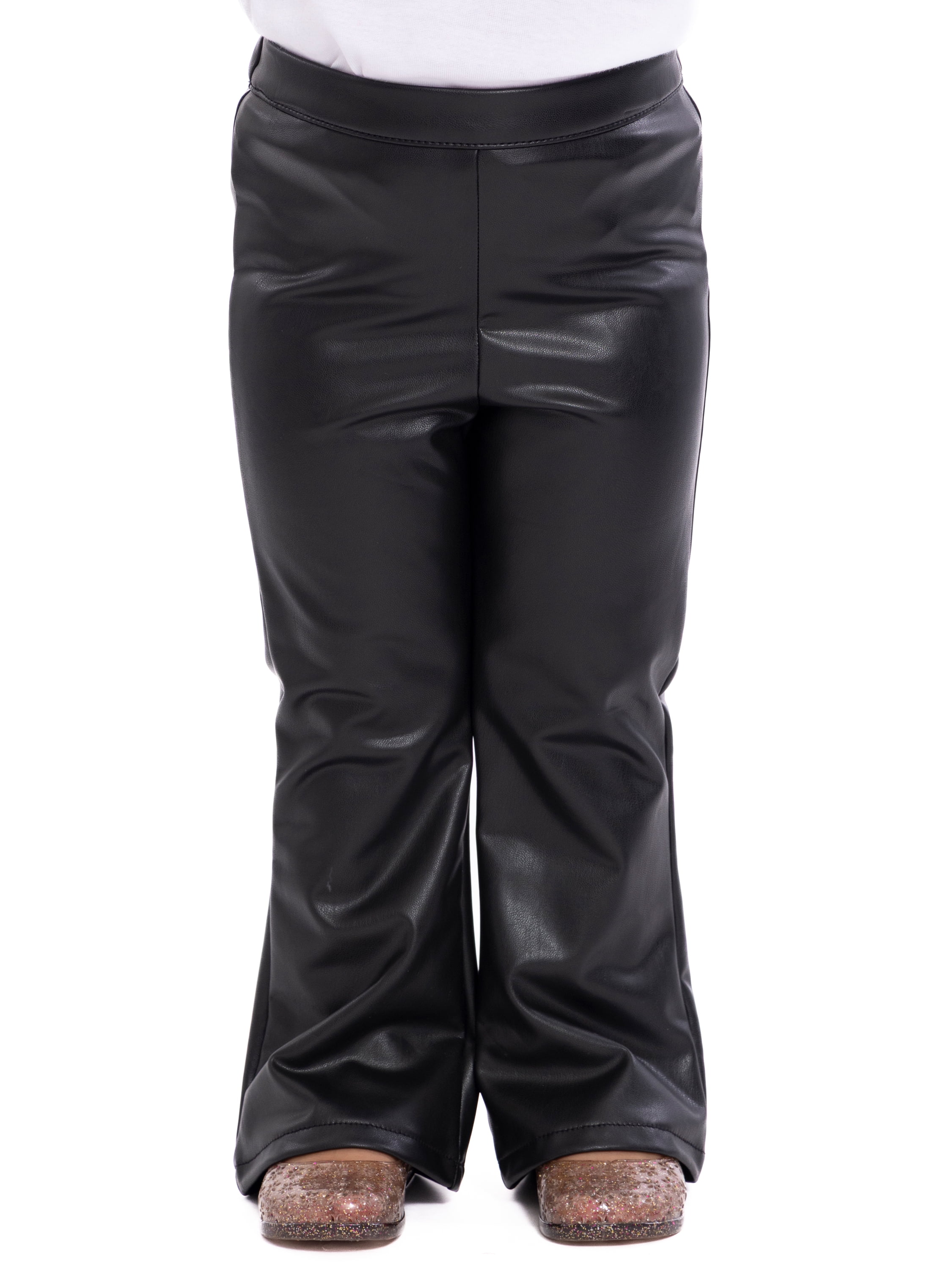 Wonder Nation Toddler Girls Faux Leather Pull On Flare Pants, Sizes 12M-5T