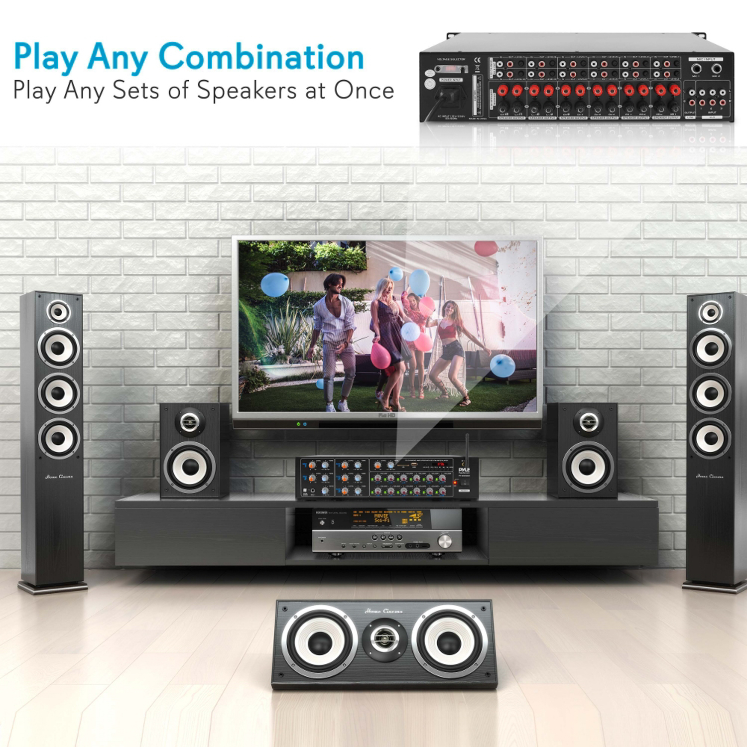 Pyle 4000 Watt 8 Channel Audio Bluetooth Amplifier Sound Mixer Receiver System