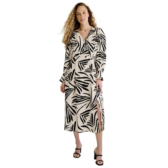 Ellos Plus Size Long Sleeve Surplice Dress With Side Slit