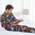thumbnail image 4 of Mens Pajamas Set, colorful off road racing car Button Down Long Sleeve Loungewear Sleepwear Pjs sets for Men, 4 of 5