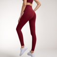 thumbnail image 3 of Women's High Waist Full-Length Leggings with Wide Waistband and Seamless Compression Fit - Small, Burgundy, 3 of 6