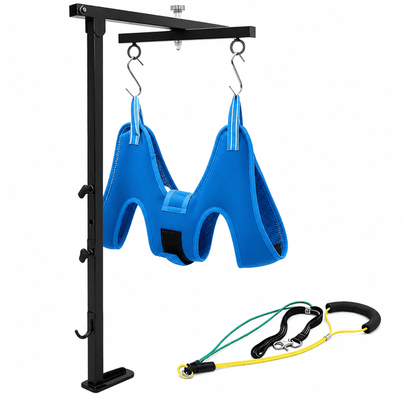 Freestanding Dog Grooming Arm with Hammock and Restraint Leashes, Adjustable Height Pet Grooming Stand for Home Grooming