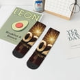 thumbnail image 7 of Fuzoiu Happy New Year 2025 B Print Adult Socks, Crew Moisture-wicking Socks, Unisex Cushion Crew Socks,Casual Sports Ankle Socks, 7 of 7