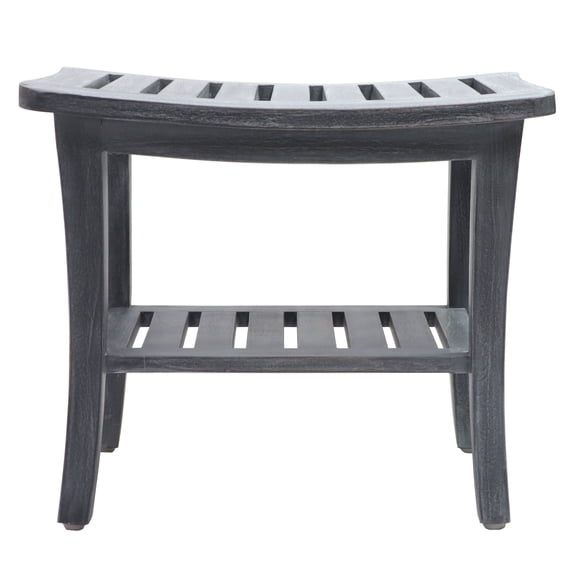 Open Box 20'' x 13.5'' x 17.5'' Contemporary Teak Wooden Bench, Weathered Gray