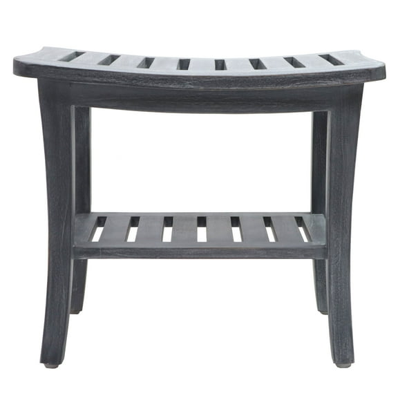 Open Box 20'' x 13.5'' x 17.5'' Contemporary Teak Wooden Bench, Weathered Gray