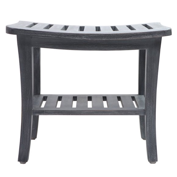 Redmon 20''x13.5' x17.5'' Contemporary Teak Wooden Bench, Weathered Gray