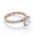thumbnail image 3 of JeenMata 1.5 Carat Cushion Cut Moissanite Bridal Set in 18k Rose Gold Over Silver Art Deco Ring, 3 of 7