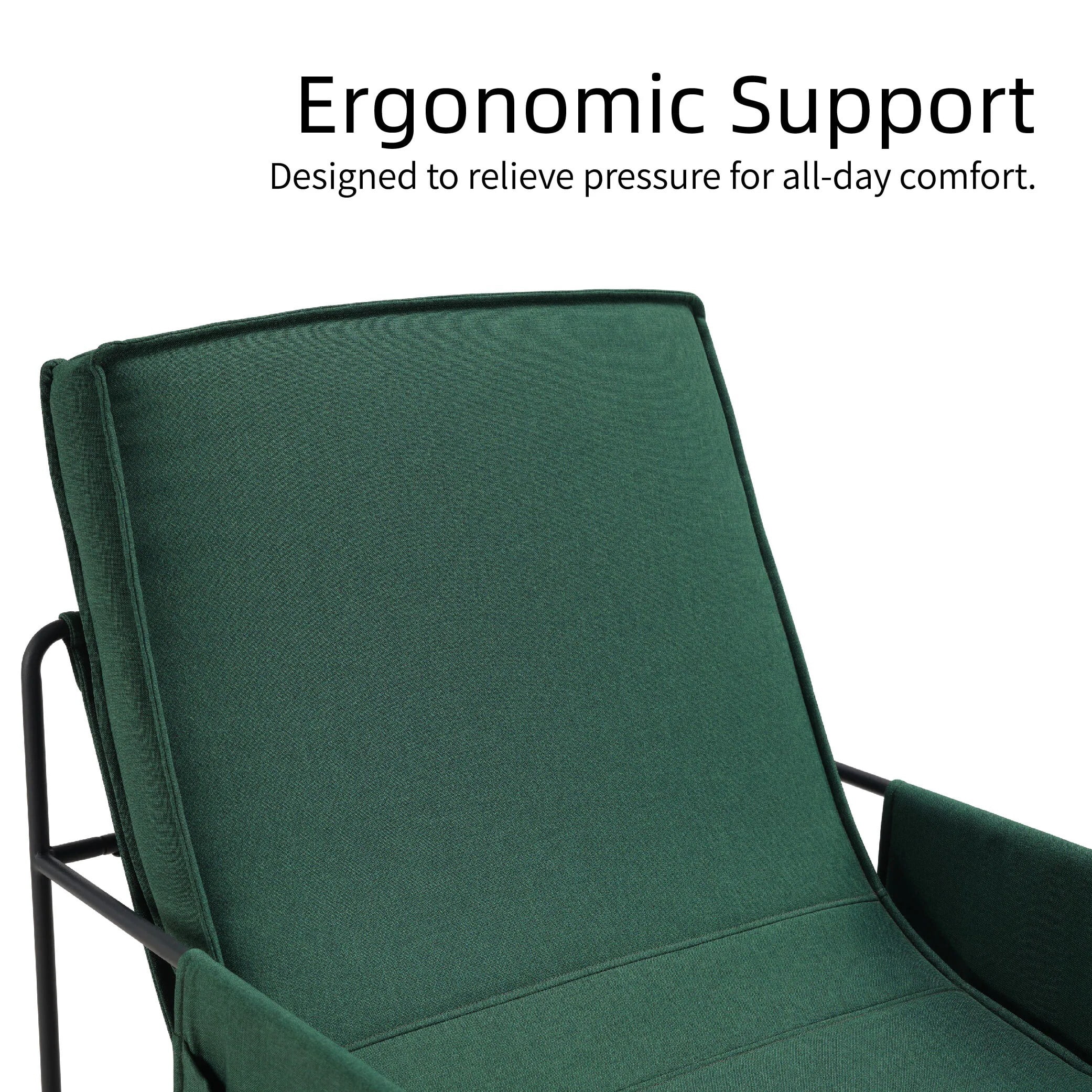 Avobird Modern Accent Chair for Living Room, Bedroom, Office, Vanity Chair with Storage Bag & Removable Cushion, Green