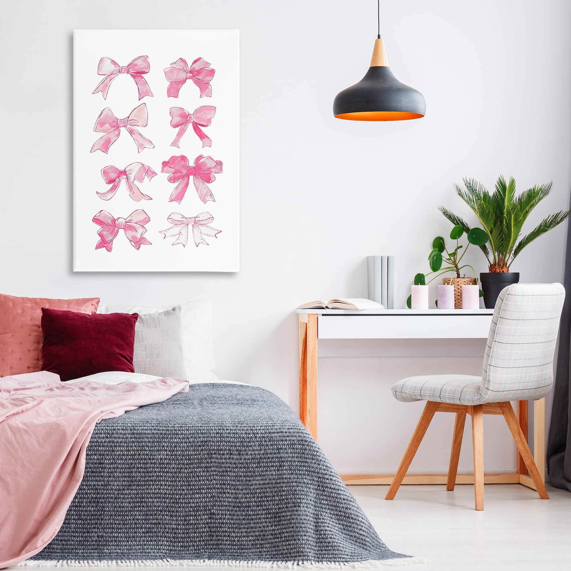 Stupell Industries Rows Of Pink Bows Beauty & Fashion Painting Gallery Wrapped Canvas Art Print Wall Art, 30 x 45