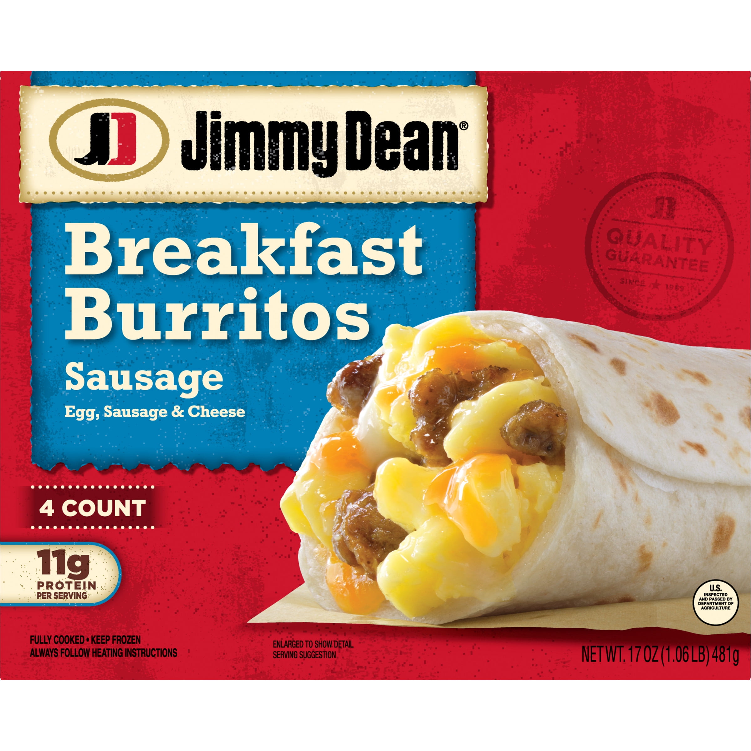 Jimmy Dean Sausage Breakfast Burritos, 4 Count (Frozen)