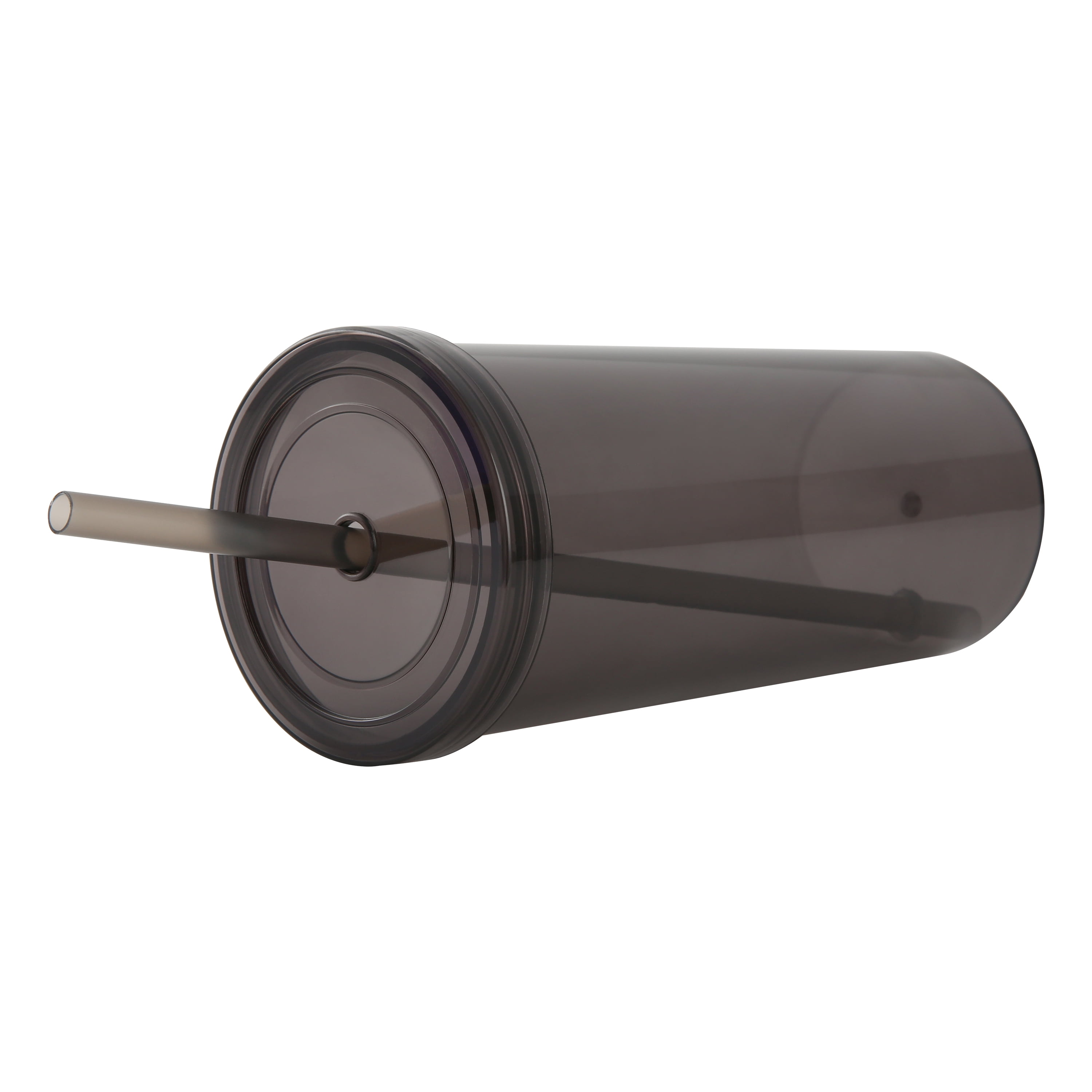Mainstays 20oz Plastic Black Tumbler with Screw Top Lid and Straw