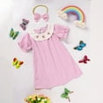 thumbnail image 2 of ZEHJUHAN Baby Girls' Bunny Embroidered Dress, Checkered Short Sleeve A-Line Dress with Bow For Spring Pink，3-6M, 2 of 11