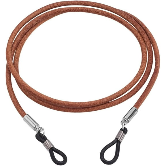 Cowhide Eyeglass Retainer Glasses Strap Universal Glasses Lanyard Cord Genuine Leather Eyewear String Holder Around Neck Sunglass Keeper Rope for Men Women Decor (Tan)