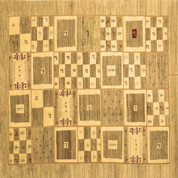Ahgly Company Indoor Square Abstract Brown Contemporary Area Rugs, 7' Square