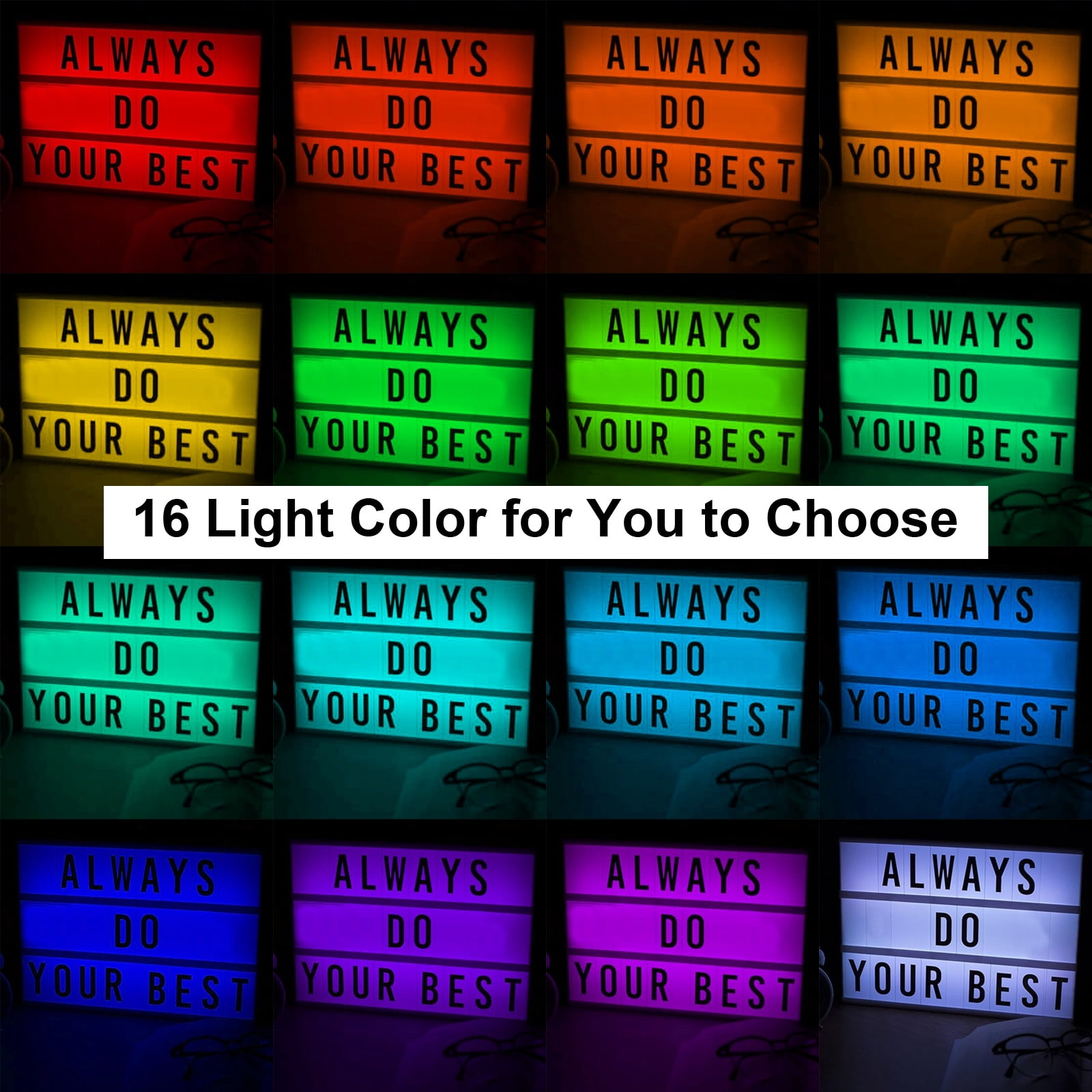 AGCAN Pink Cinema Light Box with Letters, RGB Marquee Color Changing Led Light Box Sign with 192 Black & Color Letters Emojis, Led Sign Letters Board Gifts for Women Birthdays Christmas Decor