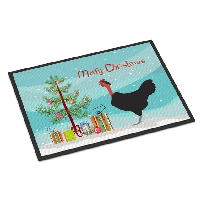 Naked Neck Chicken Christmas Door Mat, Indoor Rug or Outdoor Welcome Mat 24x36 D