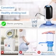 thumbnail image 2 of Dispensador de agua eléctrico portátil con carga USB, bomba de agua embotellada de 5 galones para el hogar, oficina, cocinas, camping (negro) Ormromra MZQ-0302, 2 of 8