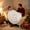White#2989, variant on Polyester Round Play Blanket, Hand-Woven Flower Design, 80cm, Pom-Pom Fringe, for Floor Lounging or Holiday Decor