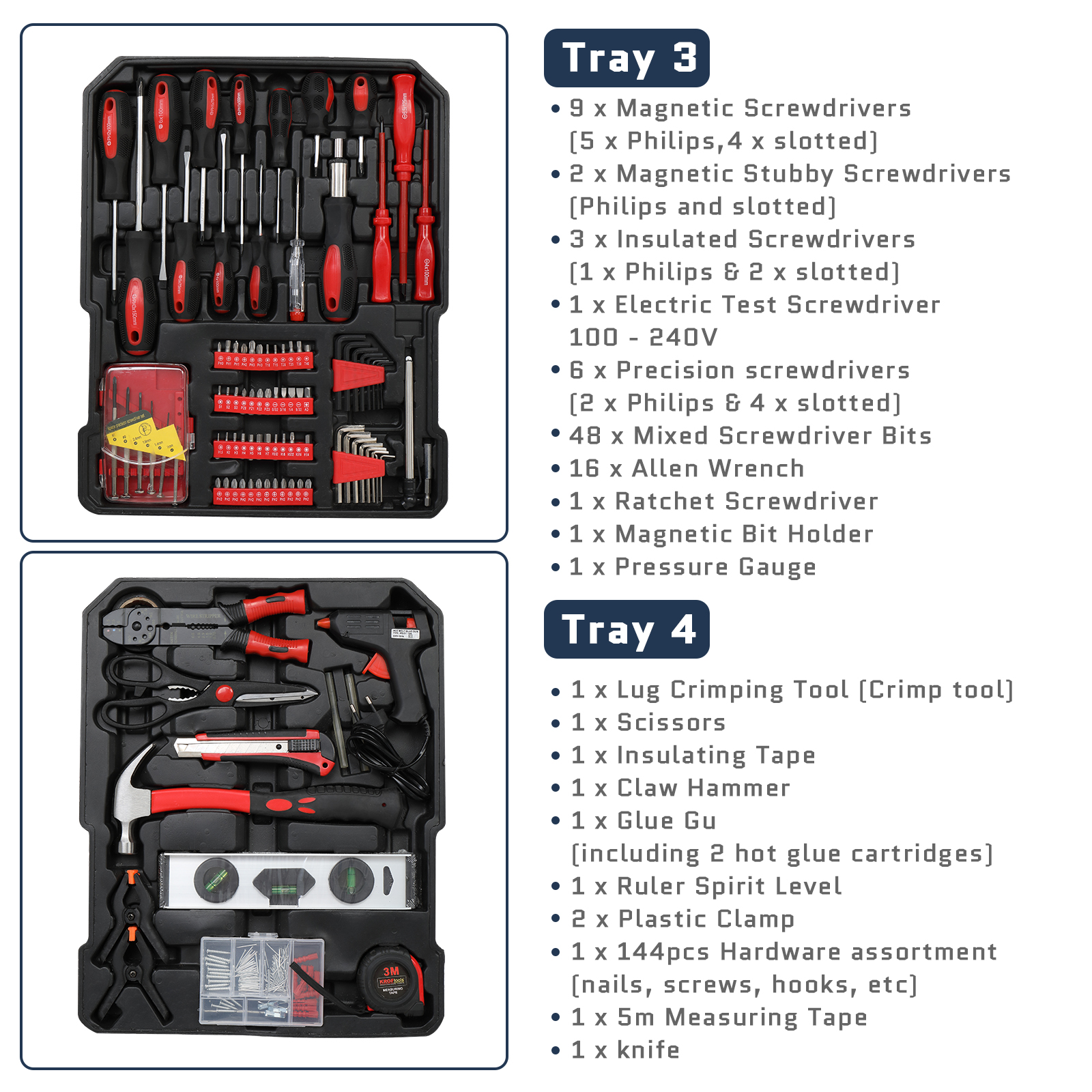 UBesGoo 799 Pcs Tool Set, Household Repair Hand Tool Kit, Mechanics Tool Kit, with Trolley Case - image 3 of 11