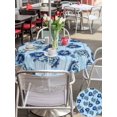 thumbnail image 5 of Outdoor Tablecloth with Umbrella Hole for Patio/Picnic/Party/Camping, Navy Blue Flowers Waterproof Table Cloth Round Cover Washable, Sky Blue Summer Rustic Wood Grain (Dia 60"), 5 of 9