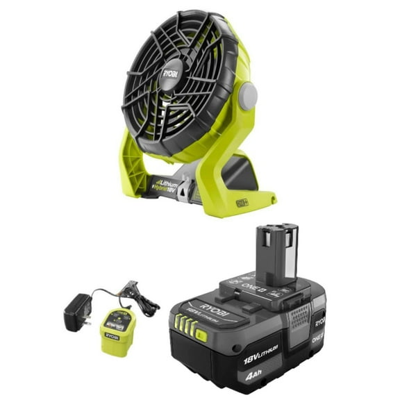 Ryobi 18-Volt Cordless Hybrid 4.0 Ah Lithium Battery Floor Fan
