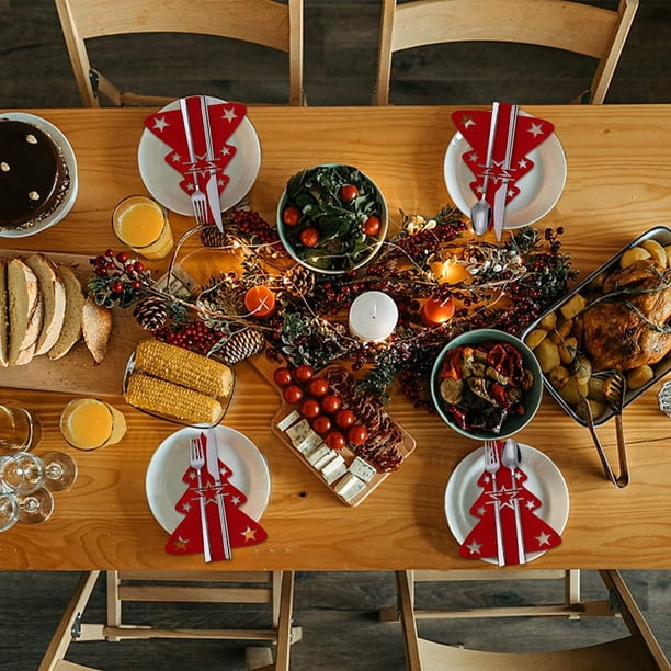 Porte Couvert Noel Lots De 6 Porte-couverts "Bonnet De Noël" | Vitrine Magique Pochette Couvert Noel