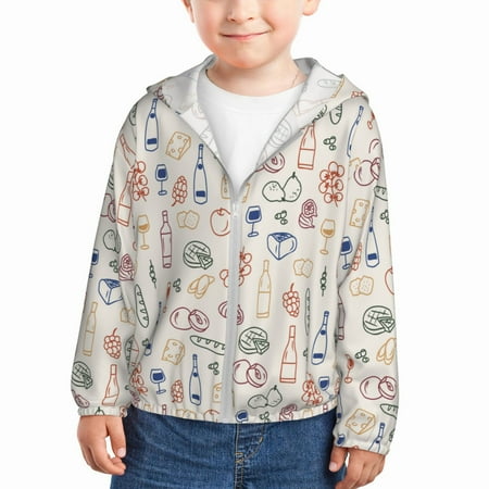 

Goofa Doodle Wine Printed Kids Zip-Up Hoodie Girls Boys UPF50+ Sun Protection Jacket Hooded Cooling Shirt-2 Years