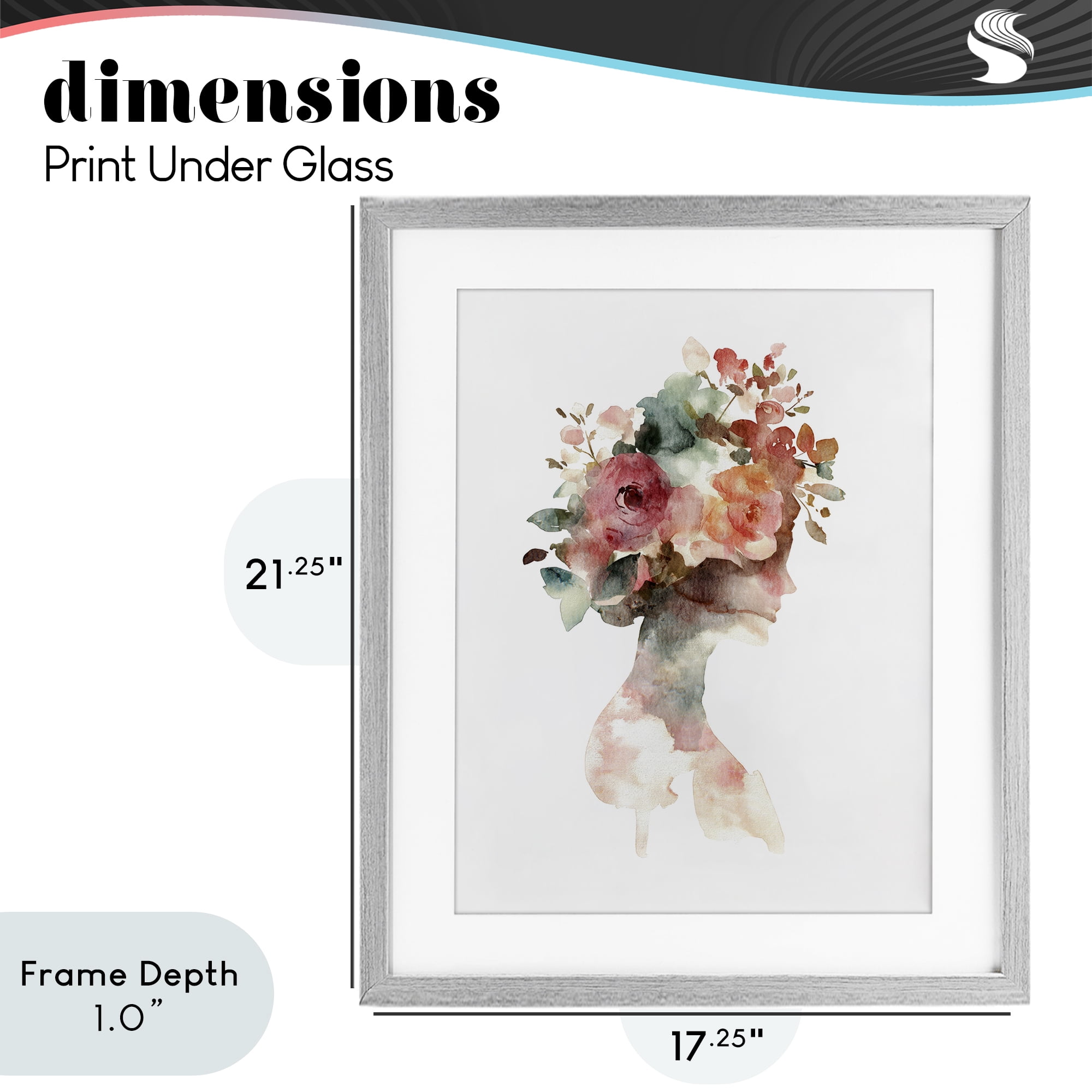 Stupell Industries Floral Dreamscape Silhouette Gray Framed Print Under Glass, design by Svetlana Aleynikova