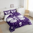 thumbnail image 3 of Manfei Spooky Skull Moth Bedding Comforter Set,bohemian Exotic Style Twin Comforter Sets,Purple White Bedding Set For Men Women,Luxury Bedroom Decor Reversible,2pcs, 3 of 8