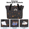 thumbnail image 2 of Tote Bag for Women - Dark Blue Halloween Pumpkin Faces Shoulder Bag - Large Utility Work Duffle Bag with Zipper Handbag for Travel, Work, Sprots, 2 of 5