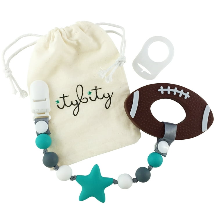 Football Baby Teething Toys with Pacifier Clip Teether, Baby Gift