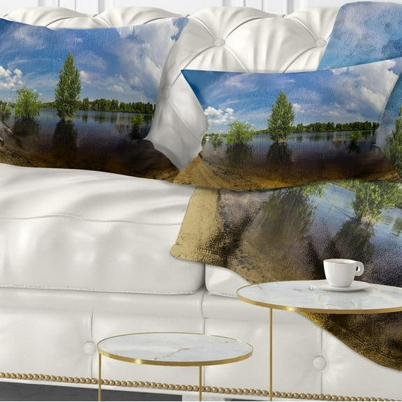 Designart Small Flood Panorama - Landscape Printed Throw Pillow - 12x20