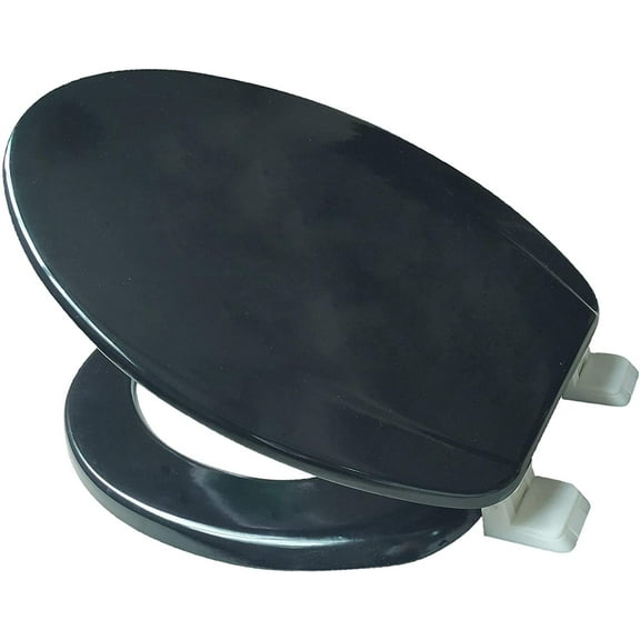 J&V Textiles Elongated Toilet Seat With Easy Clean & Change Hinge Black