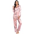 thumbnail image 2 of Womens Silk Satin Pajamas Set Floral Print Polka Dot Sleepwear Autumn Spring Silk Satin Loungewear Pajamas Set, 2 of 9