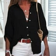 thumbnail image 4 of Dream Lifestyle Office Lady Shirt Solid Color Single Breasted Summer Lapel Three Quarters Sleeve Shirt for Daily Wear, 4 of 8