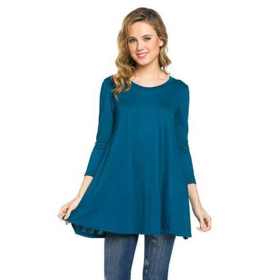 Vivian's Fashions Top - Loose Tunic, 3/4 Sleeve