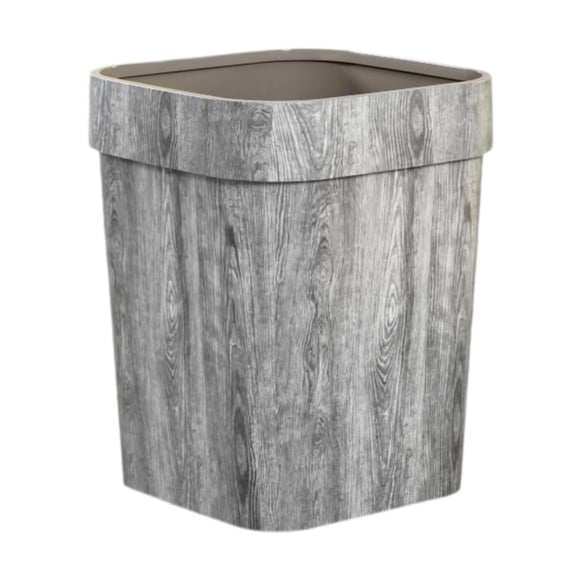 Papelera portátil cuadrada estilo granja decorativa gris