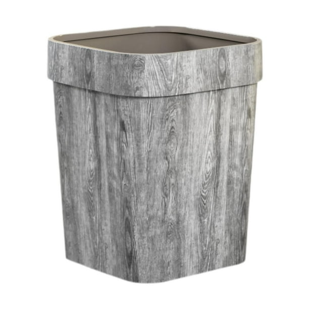 Papelera portátil cuadrada estilo granja decorativa gris