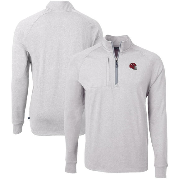 Men's Cutter & Buck Heather Gray Kansas City Chiefs Big & Tall Adapt Eco Raglan Quarter-Zip Jacket
