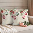 thumbnail image 2 of Christmas Balls Outdoor Pillow Covers 18"x18" Set of 2,Waterproof Throw Pillow Covers for Patio Furniture,Red Green Xmas Botanical Poinsettia Rustic Decorative Cushion Pillowcases for Garden Sofa, 2 of 9