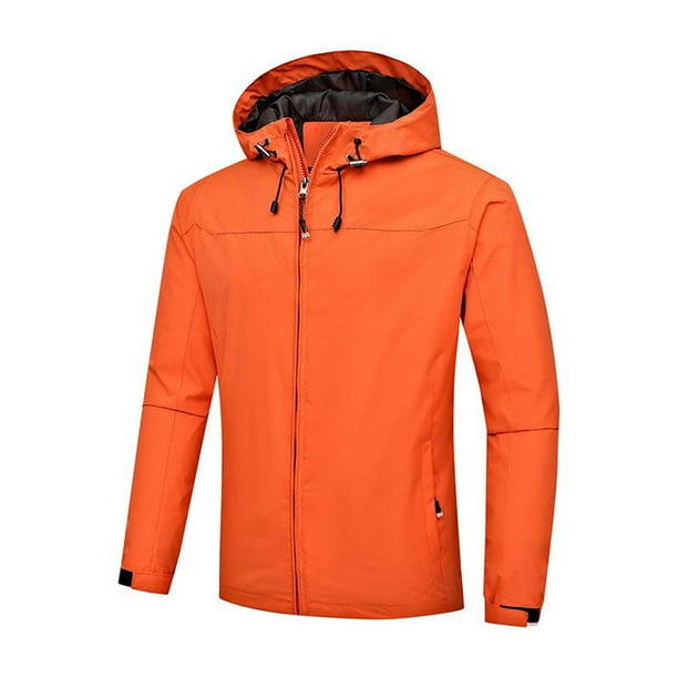 EQWLJWE Men's Thin Windbreaker Slim Zipper Pocket Sunscreen Outdoor Stormsuit Long Sleeve Hooded Waterproof Outdoor Jacket Winter Jackets for Men Clearance