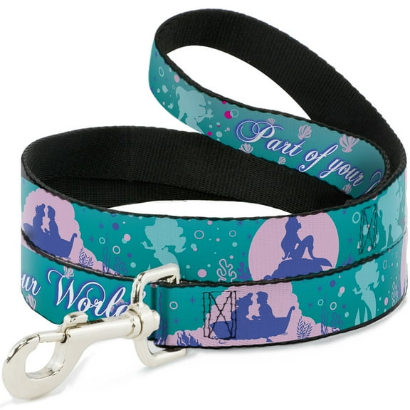 Disney Pet Leash, Dog Leash, Little Mermaid Silhouette Scenes Part Of Your World Blues, 6 Feet Long 1.0 Inch Wide