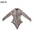 thumbnail image 2 of Traje de baño de una pieza con cremallera y protección UV de manga larga para mujer, estampado de leopardo, 2 of 7