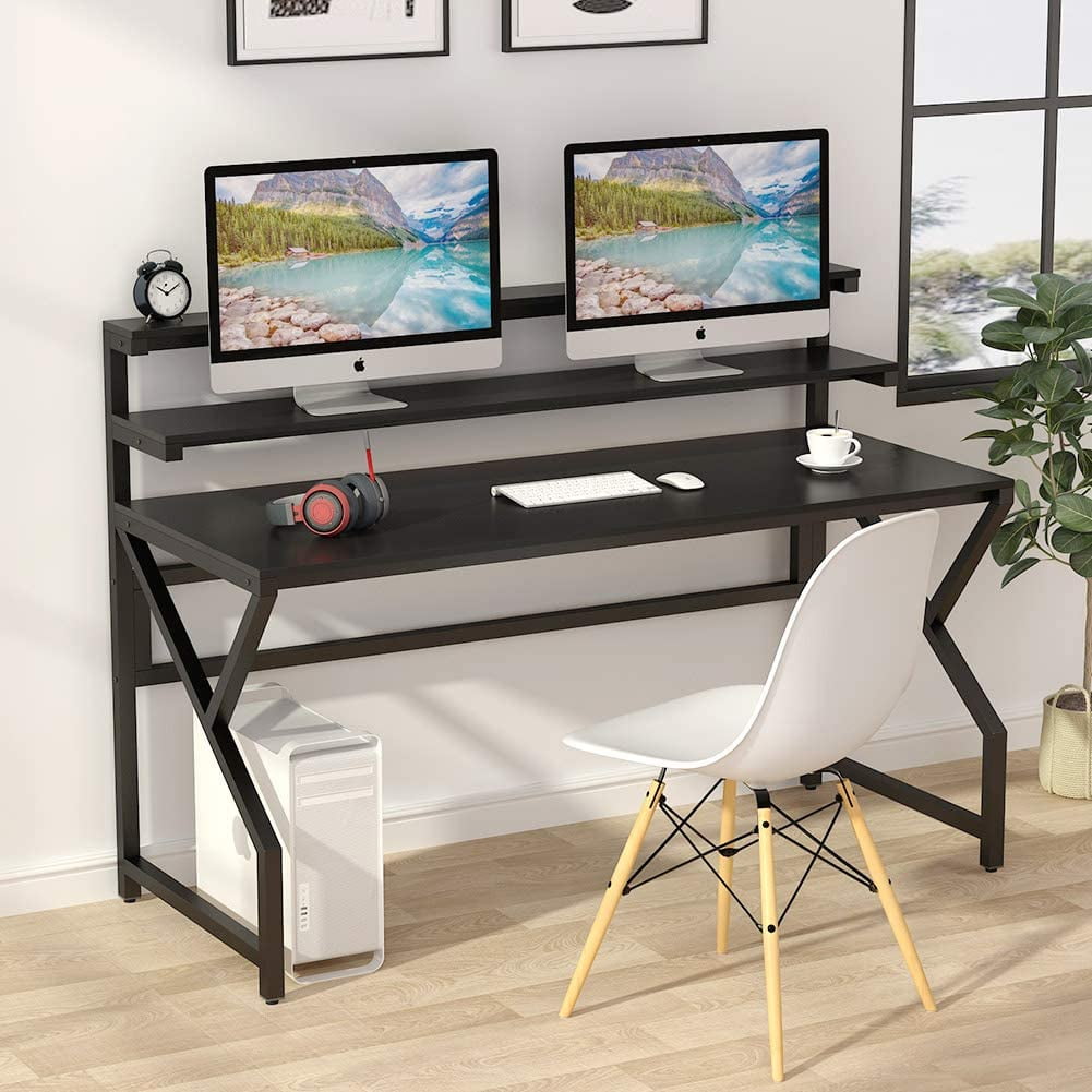 Tribesigns Computer Gaming Desk with Monitor Stand, 55 Inch Large