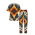 thumbnail image 3 of Womens Pajamas Set Loungewear Short Sleeve Top Long Pants Pj Sets with Pockets, Native Southwest Tribal Patterns Art, 3 of 6